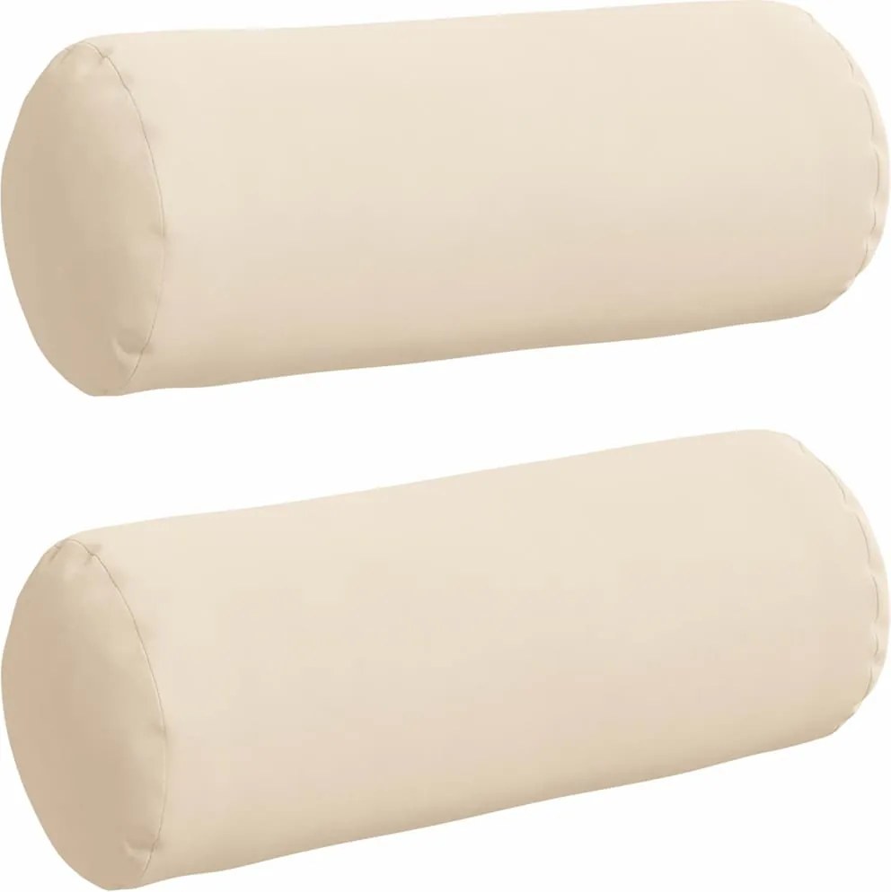 vidaXL Perne Bolster 2 pcs Bej Ø 15 x 40 cm Țesătură din microfibră
