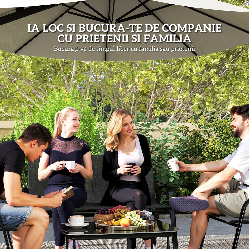 Outsunny Set Mobilier de Grădină din 4 Piese cu Canapea, 2 Scaune Stivuibile și Măsuță de Cafea, 113x66x79 cm, Negru | Aosom Romania