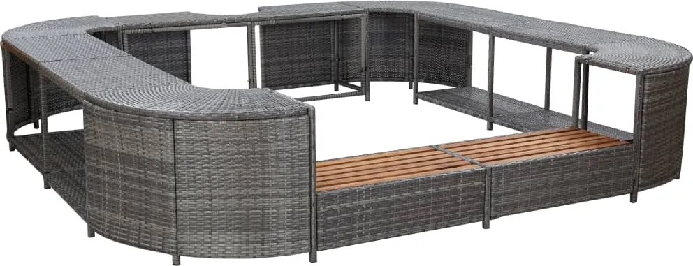 vidaXL Mobilier împrejmuire spa gri 268x268x55 cm poliratan pătrat
