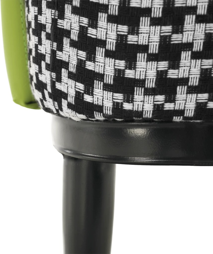 Fotoliu design, model alb-negru/ piele ecologică verde, EMREN