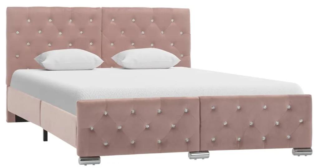 286826 vidaXL Cadru de pat, roz, 140 x 200 cm, material textil