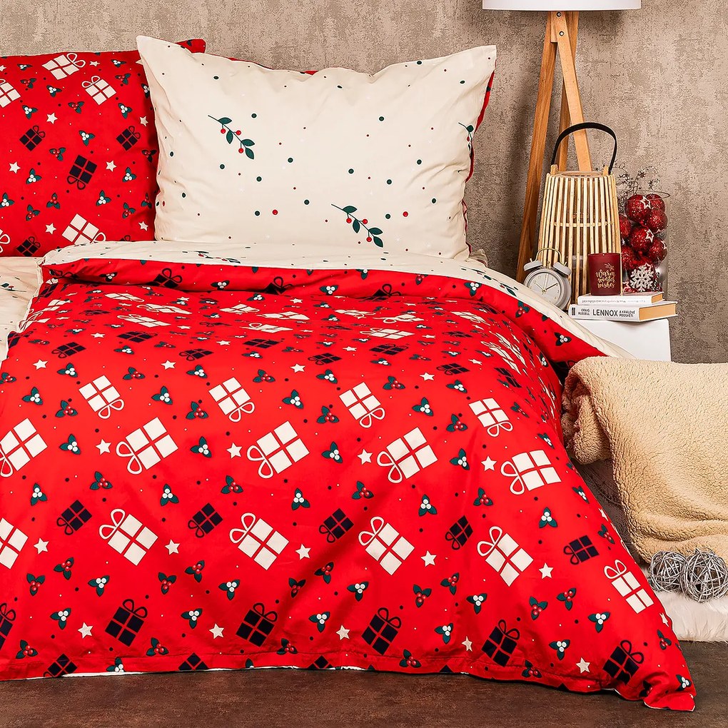 Lenjerie de pat bumbac de Crăciun 4Home Christmas joy joy, 140 x 220 cm, 70 x 90 cm