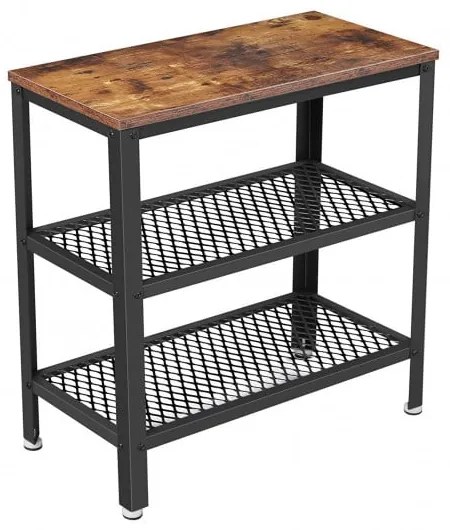 Masa Consola Vintage Cu 2 Polite, Maro Si Negru, 60 Cm