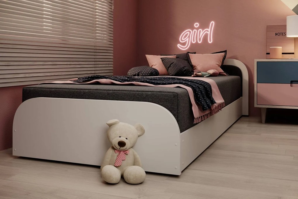 Pat lemn masiv Tapițat Dakota Personalizabil 80x190cm - Alova 67, Dreapta, Natur