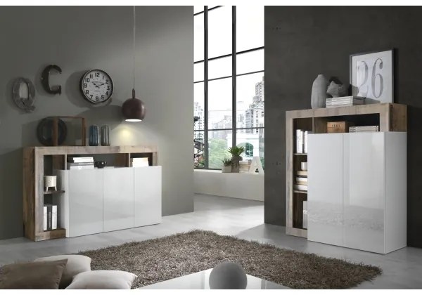 Comodă LENOR albă/maro