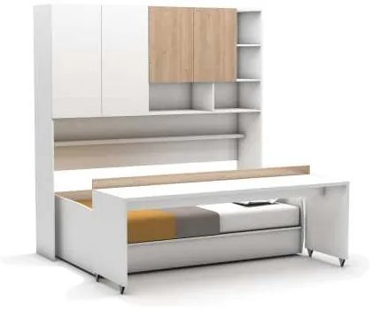 Pat rabatabil cu birou si dulapuri deasupra - Ikon Compact(90X200)