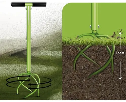 Cultivator manual de grădină cu mâner reglabil