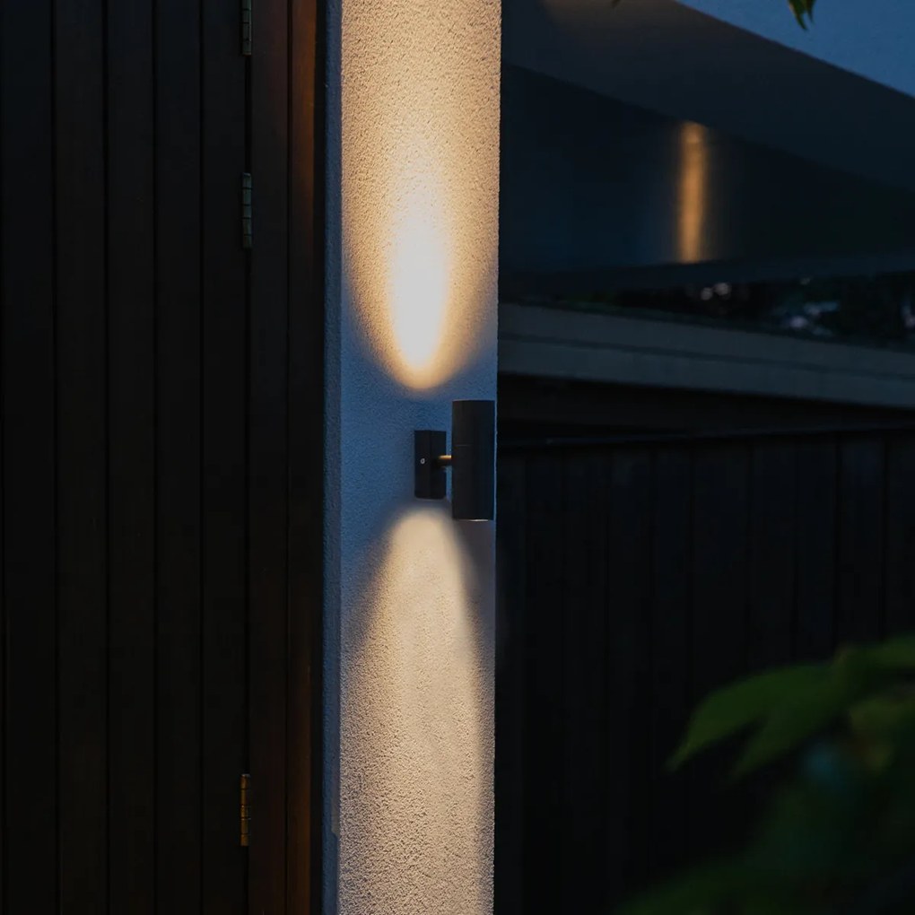 Lampă de perete exterioară neagră cu 2 lumini IP44 - Duo