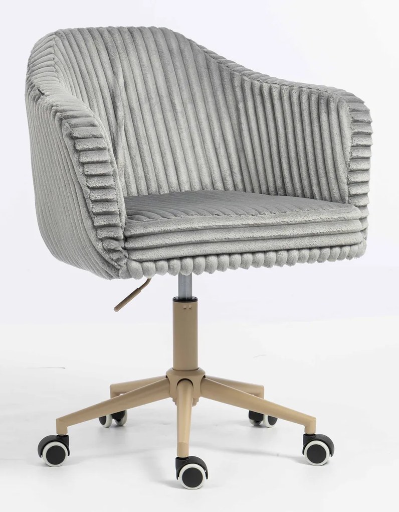 HR832K Scaun Gri Teddy Cord cu Bază Crem