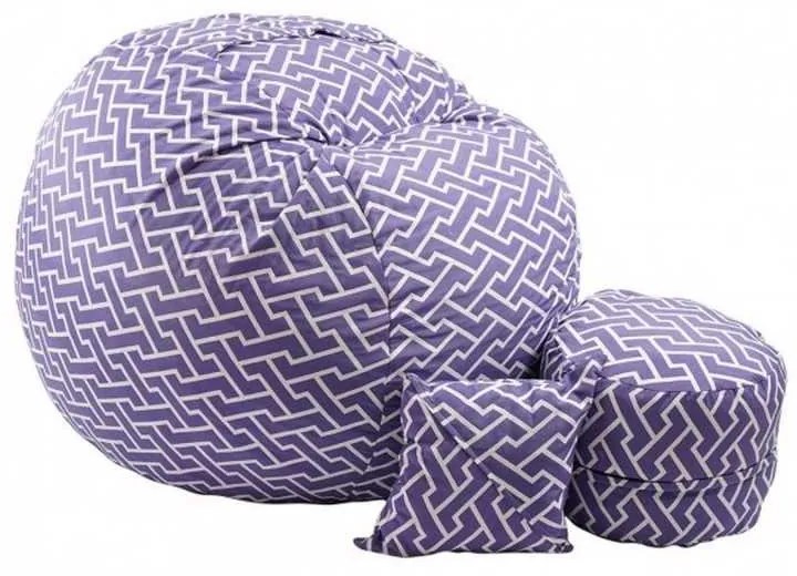 Set Fotoliu King Size cu Otoman (suport picioare) si Perna, Material Textil - Zippity Purple