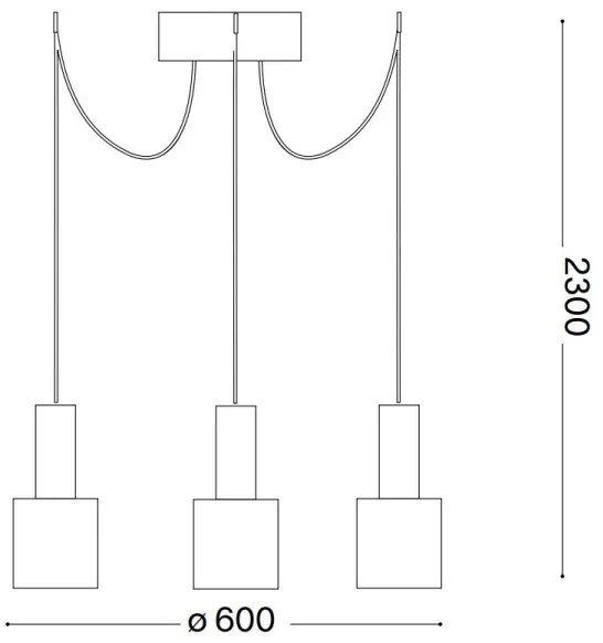 Lustră pe cablu Ideal Lux HOLLY 3xE27/60W/230V negru păianjen