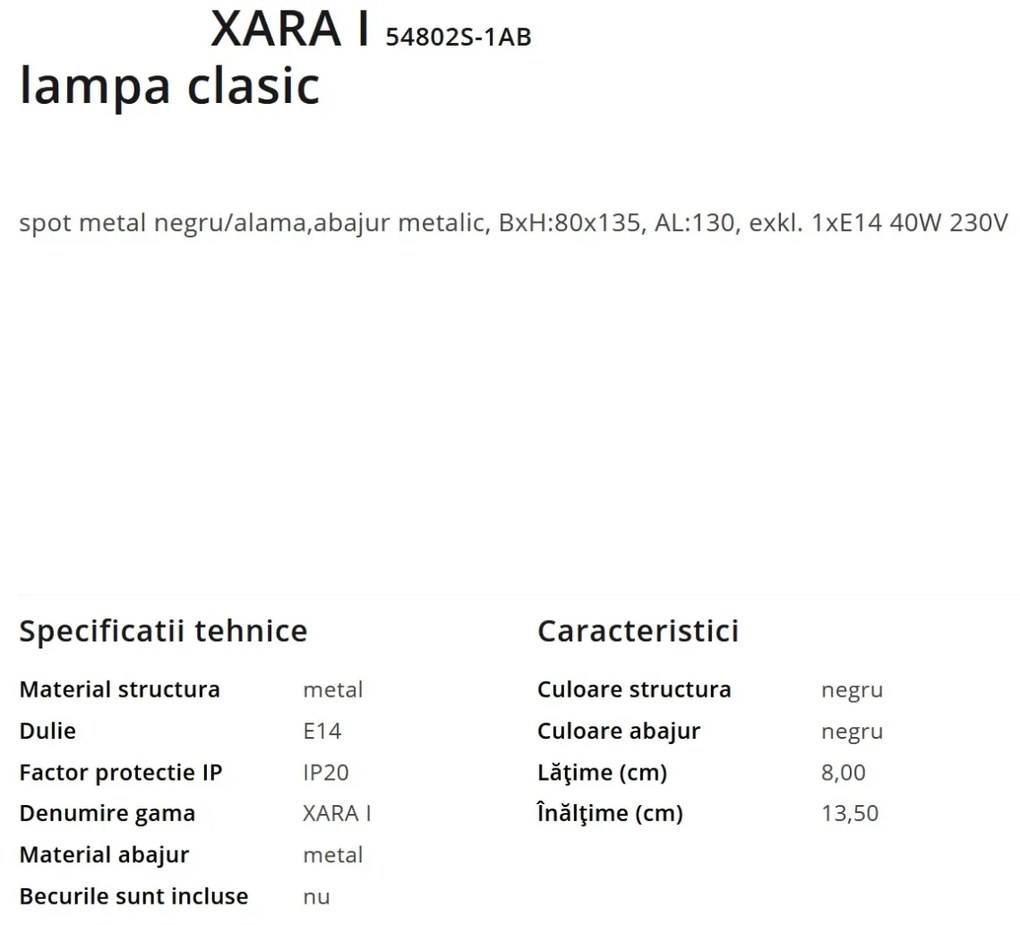 Aplica de perete moderna cu spoi XARA I negru/alama