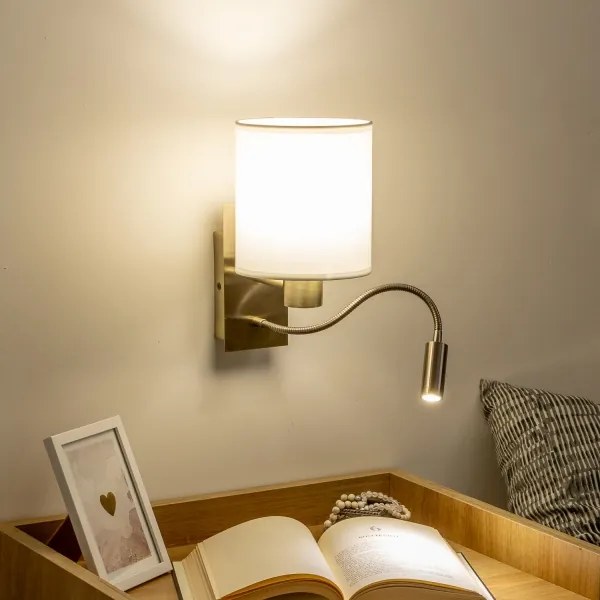 Lampă LED de perete Brilagi NUBILA 1xE27/25W/230V + LED/3W alamă/alb