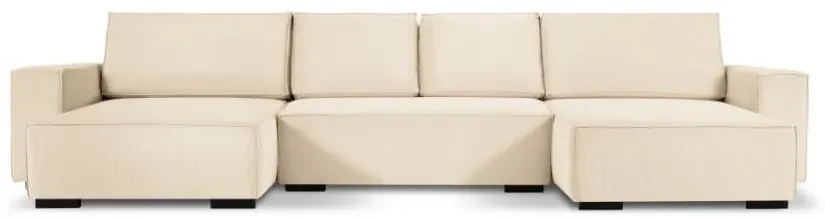 Coltar extensibil Eveline cu tapiterie din catifea reiata, bej
