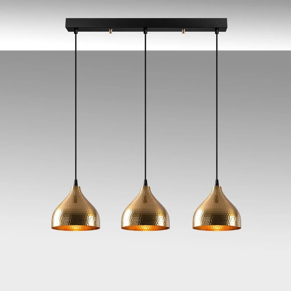 Lustră neagră/aurie cu abajur din metal Tattoo – Opviq lights