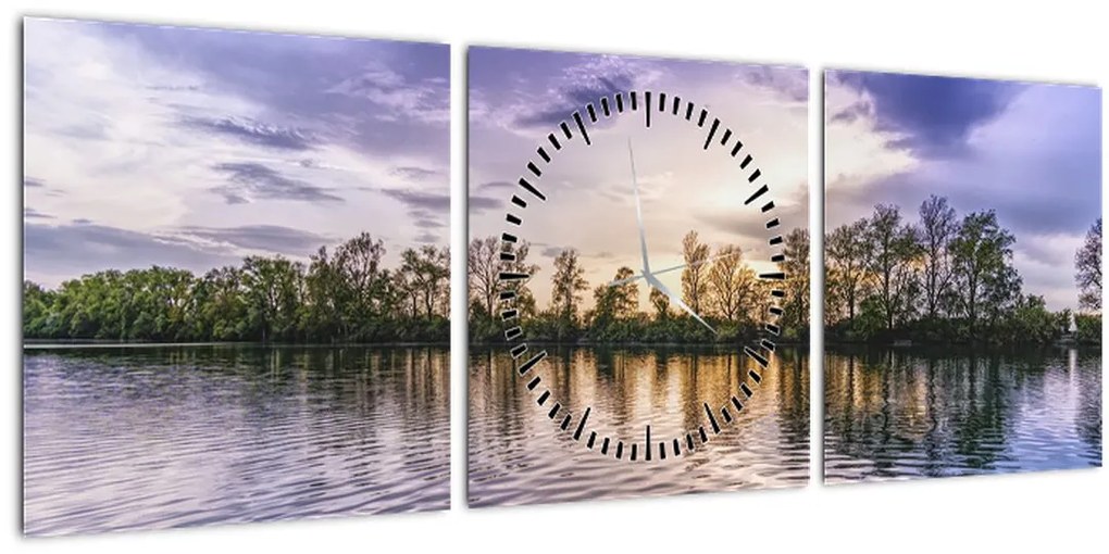 Tablou cu lac (cu ceas) (90x30 cm)