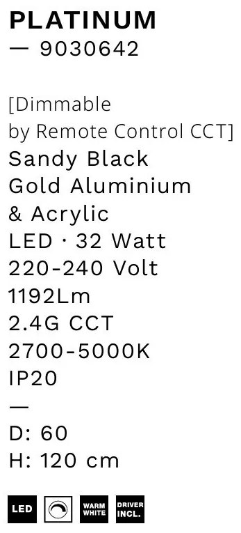 Lustra LED CCT moderna cu telecomanda Platinum 60cm