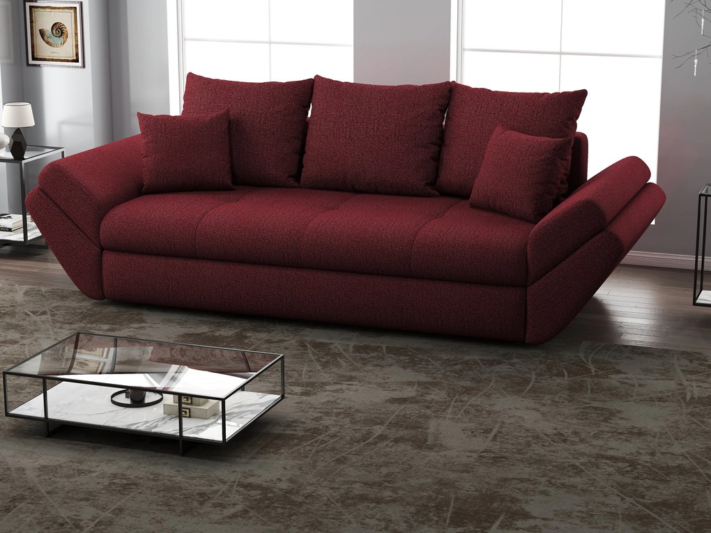 Canapea extensibilă dumonde cu ladă de depozitare si sezut confortabil din spuma high-density, Loana Enjoy Red 250x100 cm
