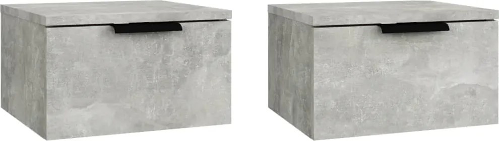 vidaXL Noptiere de perete, 2 buc., gri beton, 34x30x20 cm