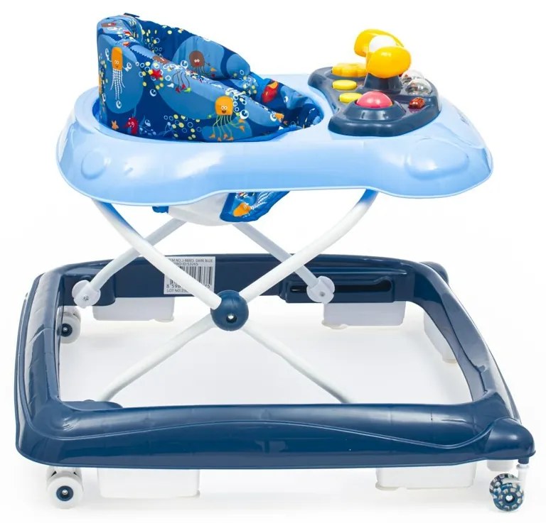 Baby Mix Walker pentru copii cu volan și roți dinsilicon, albastru închis, 50 x 44 x 50 cm