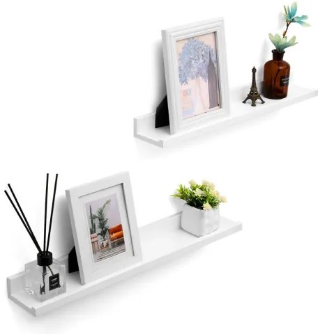 Set de 2 polițe de perete SHELFY, albe