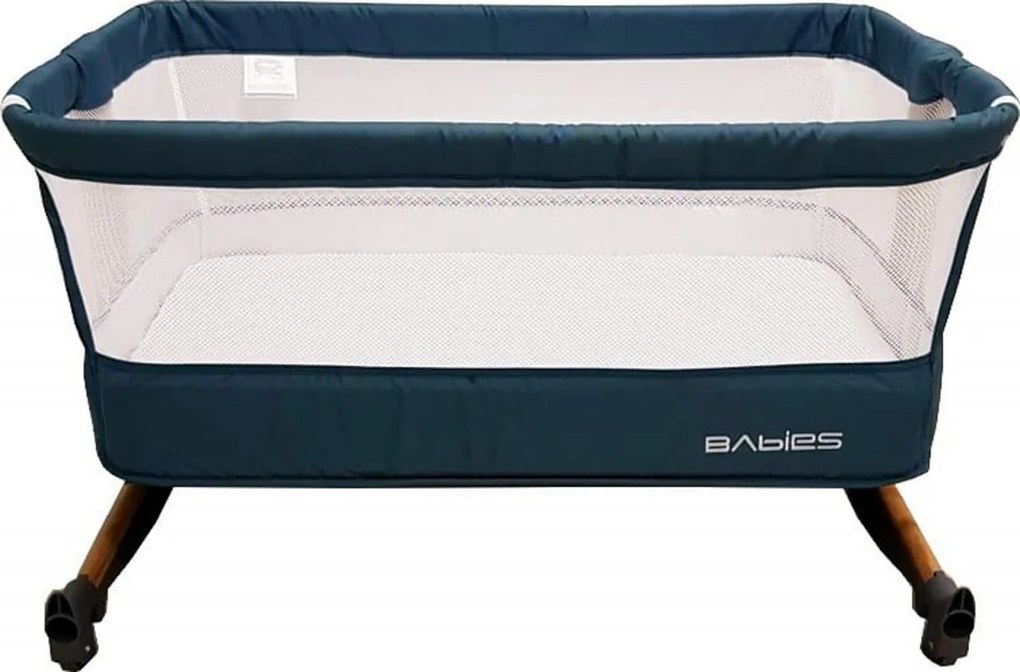 Patut copii transformabil in balansoar bebe Baby Care™ Babies , design modern, Co-Sleeper ,dimensiuni 84X78X50 cm, 7 trepte de inaltime, saltea