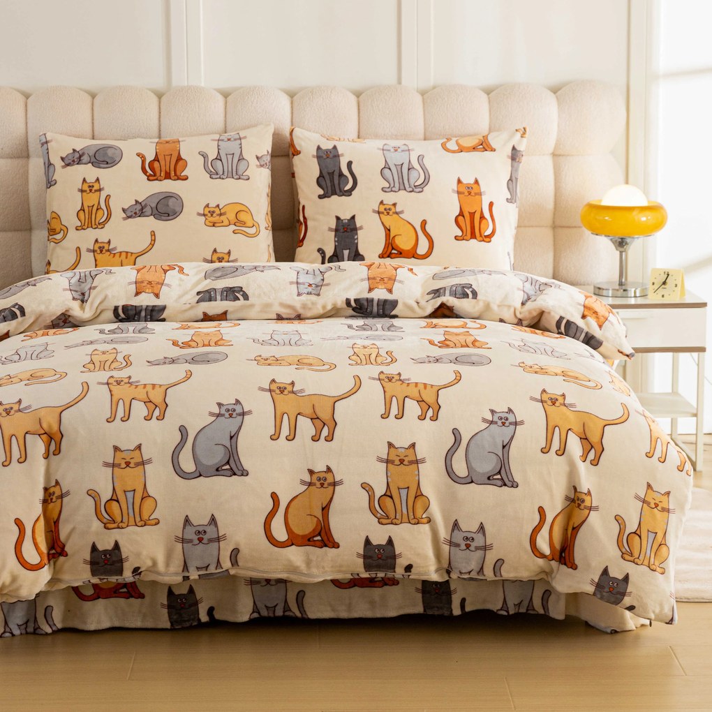 Lenjerie cocolino COLORED CATS crem Dimensiunile lenjeriei: 70 x 90 cm | 140 x 200 cm