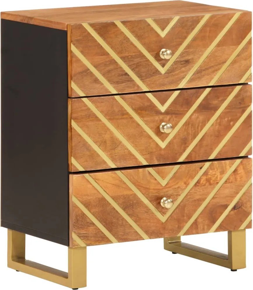 vidaXL Noptieră, maro și negru, 50x33x60 cm, lemn masiv de mango