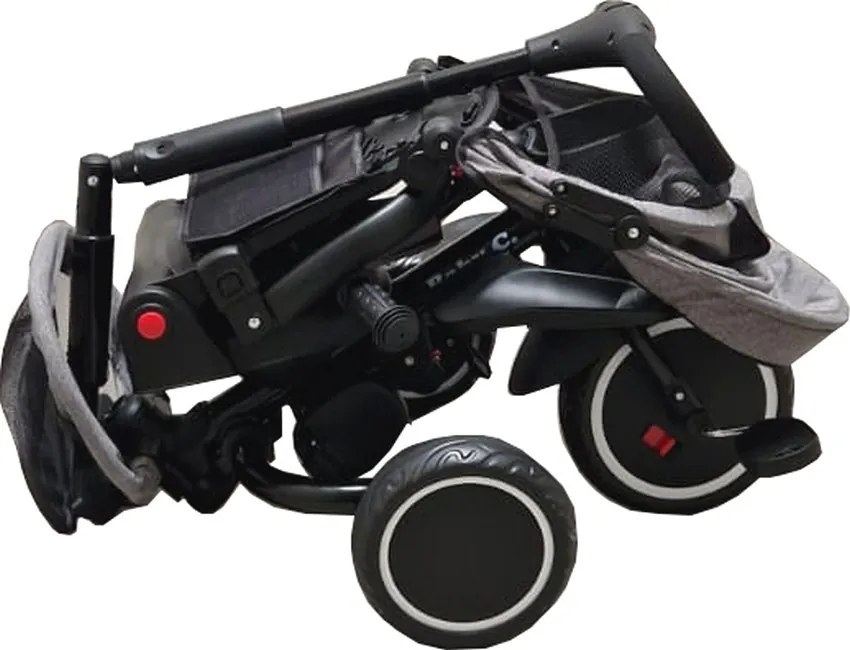 Tricicleta pliabila cu copertina Baby Care™ Folding Trike, Roti din spuma cauciucata EVA, Pedale si maner pentru parinti, Scaun reversibil cu rotire