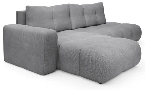 Colțar extensibil ALMADA, tapițat, cu spațiu de depozitare, orientare stânga, gri