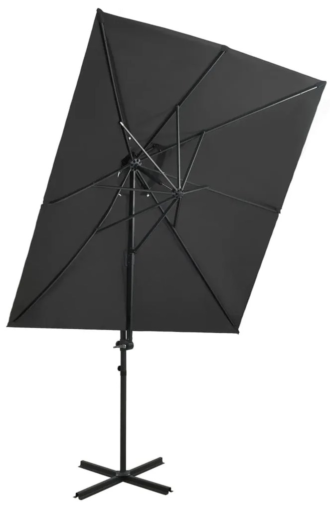 vidaXL Umbrelă în consolă cu înveliș dublu, antracit, 250x250 cm
