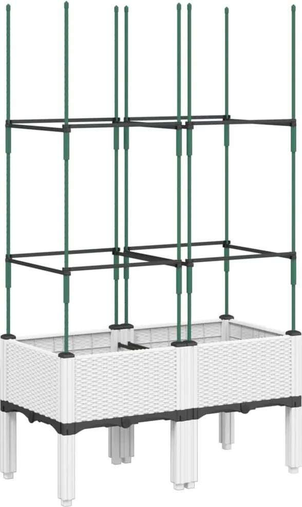 vidaXL Jardinieră de grădină cu spalier, alb, 80x40x142,5 cm, PP