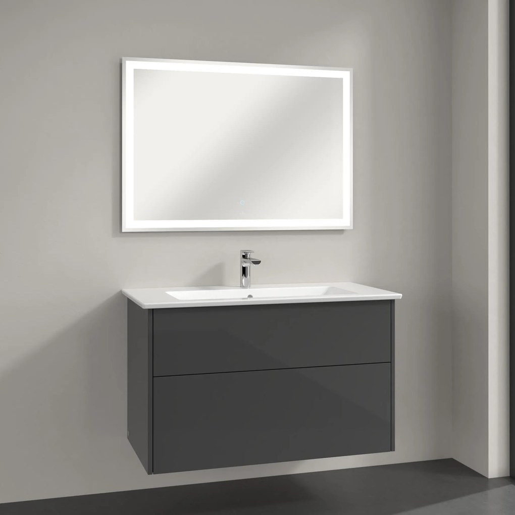 Villeroy &amp; Boch Finero lavoar cu dulap și oglindă 100 cm gri S00303FPR1