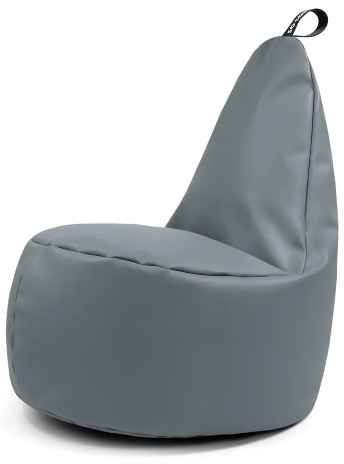 Fotoliu puf pentru copii gri cu tapițerie din imitație de piele Lull M – So Soft?