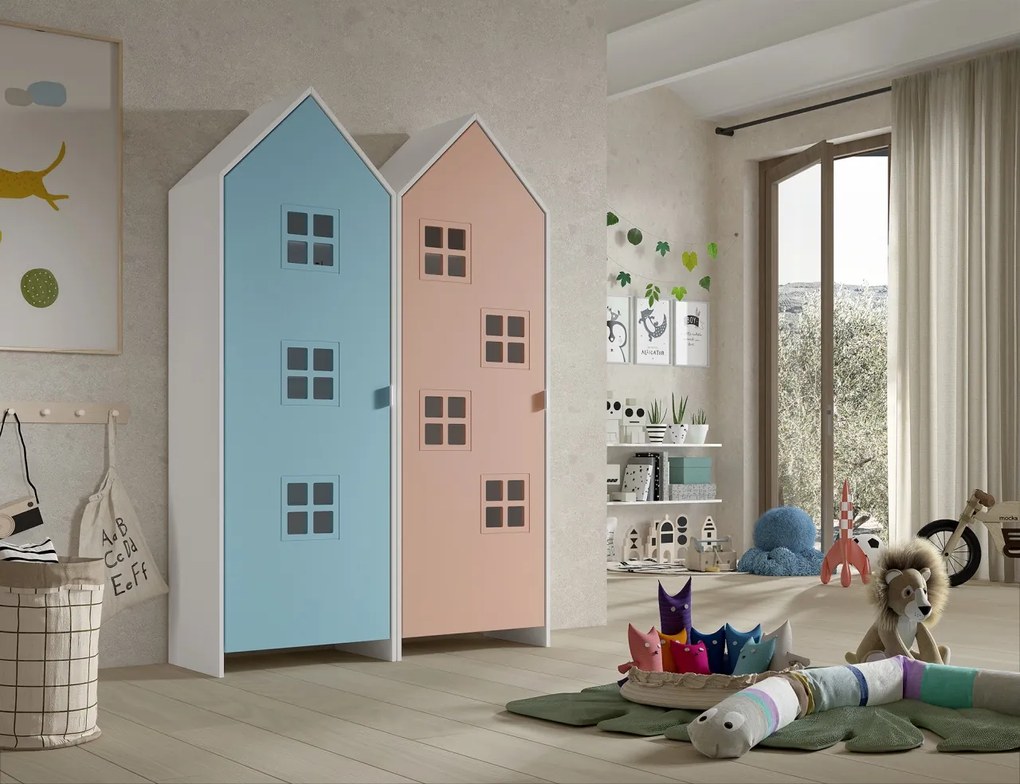 Set 2 dulapuri pentru copii Casami Bruges tip căsuță de plajă – Comfy Pink și Blue Ballet – Vipack