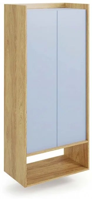Dulap modular Mobius 2D natur/albastru – H179 cm