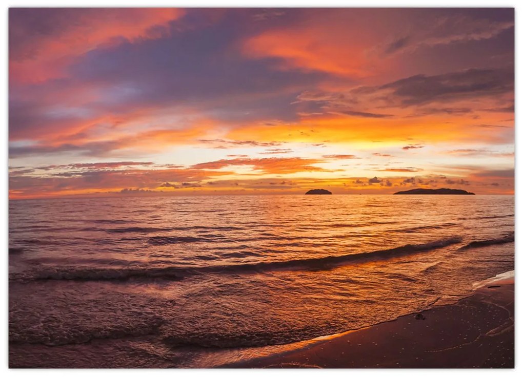 Tablou pe sticlă - Apus de soare (70x50 cm)