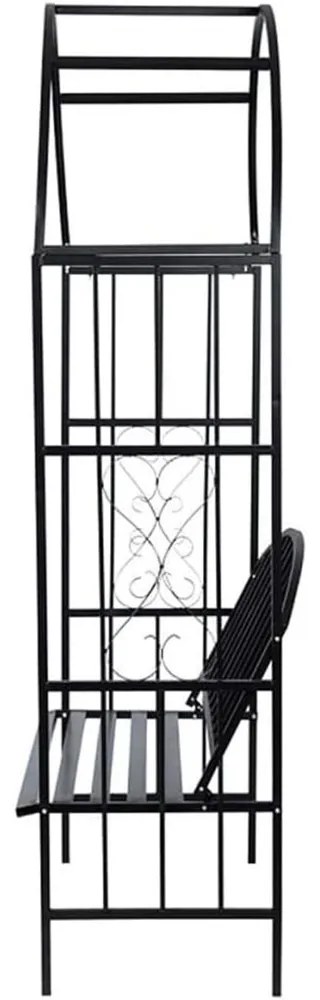 Arcada de gradina pentru flori cu banca, negru