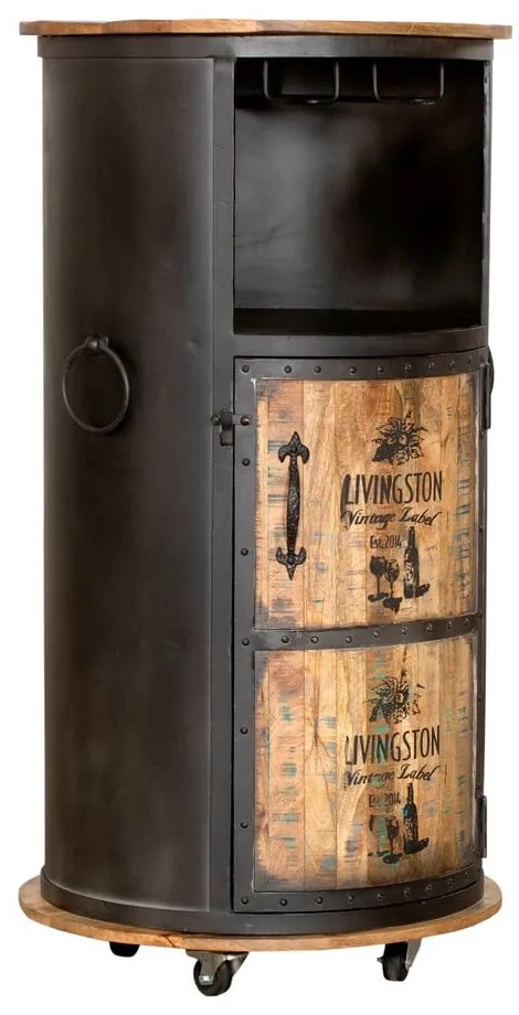 Dulap vinotecă negru din metal număr sticle 9, 60x115 cm Luni – Interia Home &amp; Living