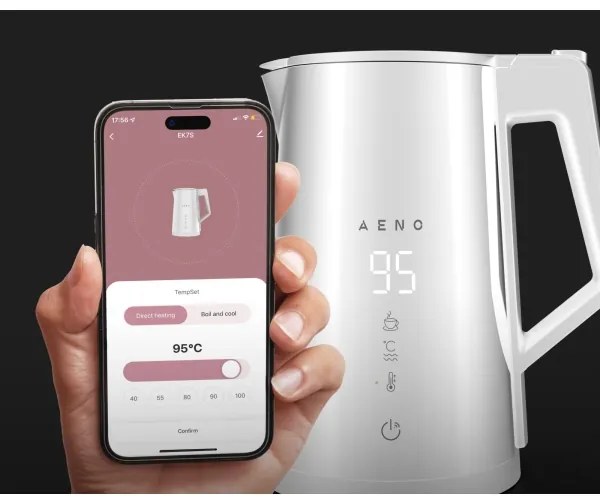 AENO - Fierbător inteligent 1,7 l, 2200W, LED, alb