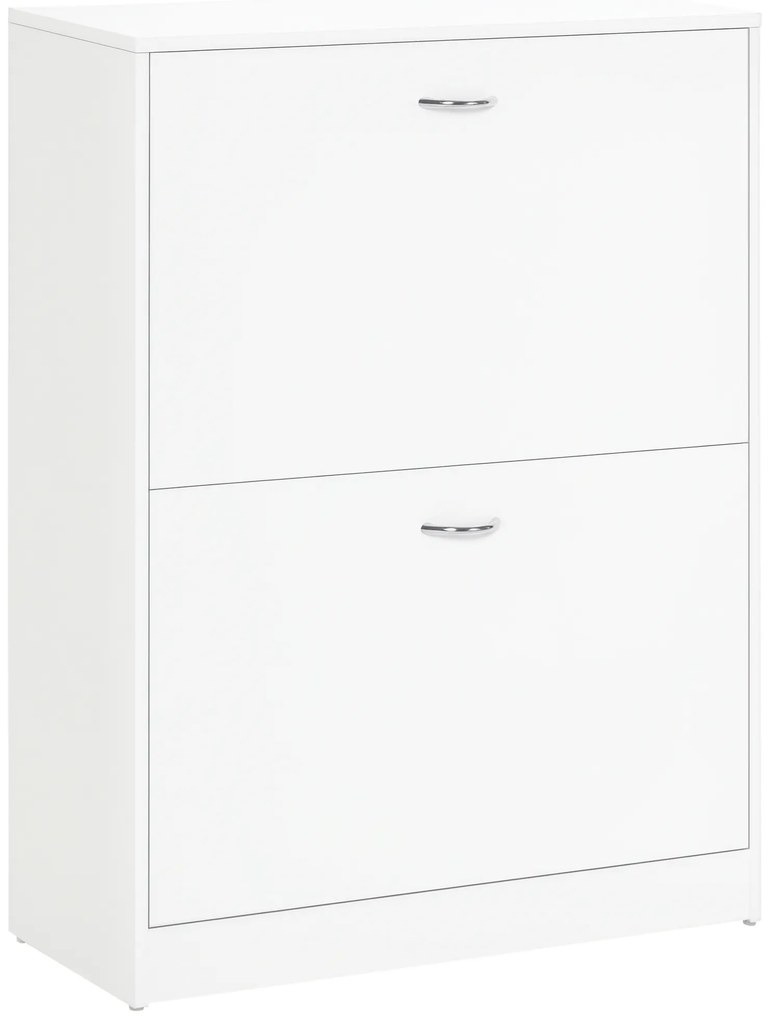 HOMCOM Dulap pentru pantofi dim. 60L x 24l x 80H cm 2 uși batante Alb | Aosom Romania