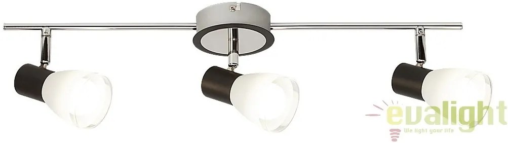 Plafoniera cu 3 spoturi, design modern, finisaj negru/crom, Ati 5978 RX