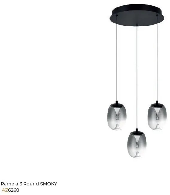 Lustra LED suspendata design modern PAMELA 3 round fumuriu