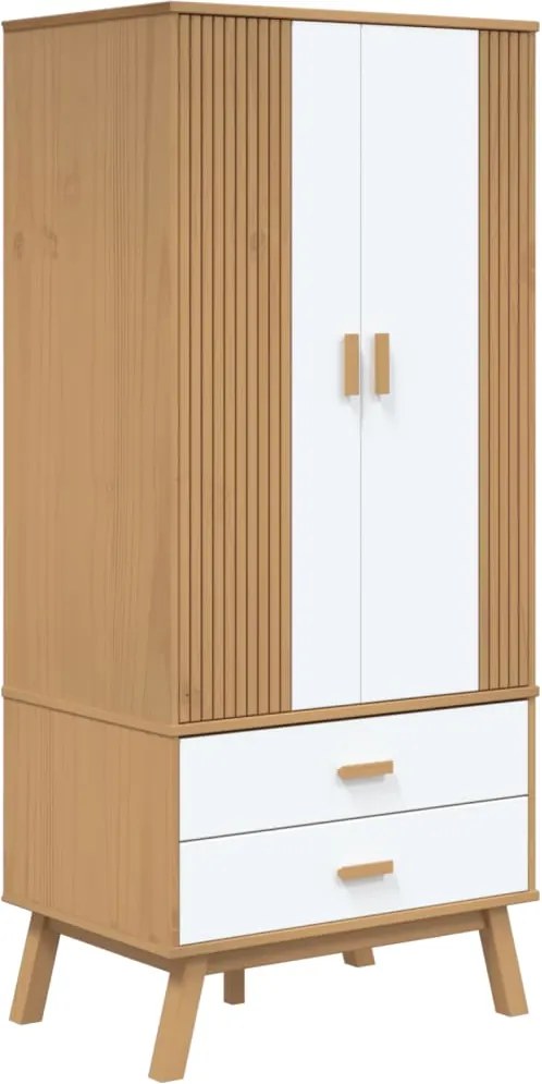 vidaXL Șifonier "OLDEN", alb/maro, 76,5x53x172 cm, lemn masiv pin