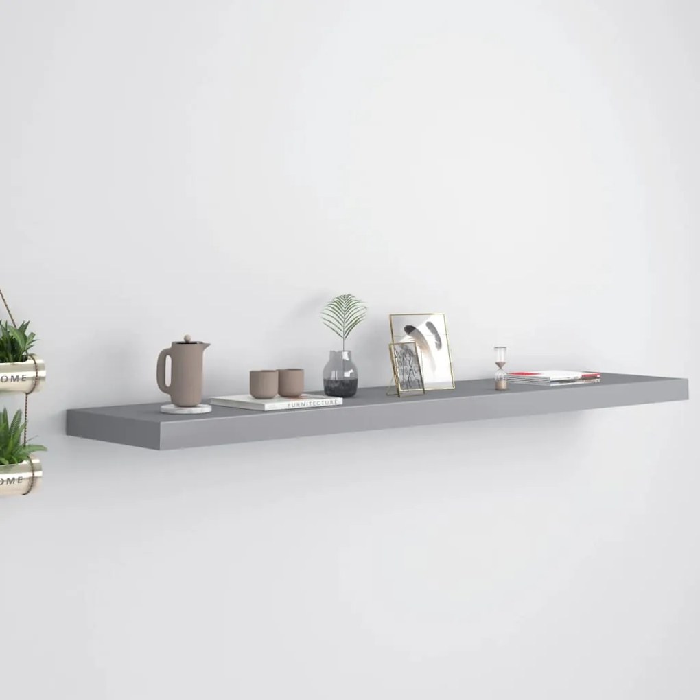 vidaXL Raft de perete suspendat, gri, 120x23,5x3,8 cm, MDF