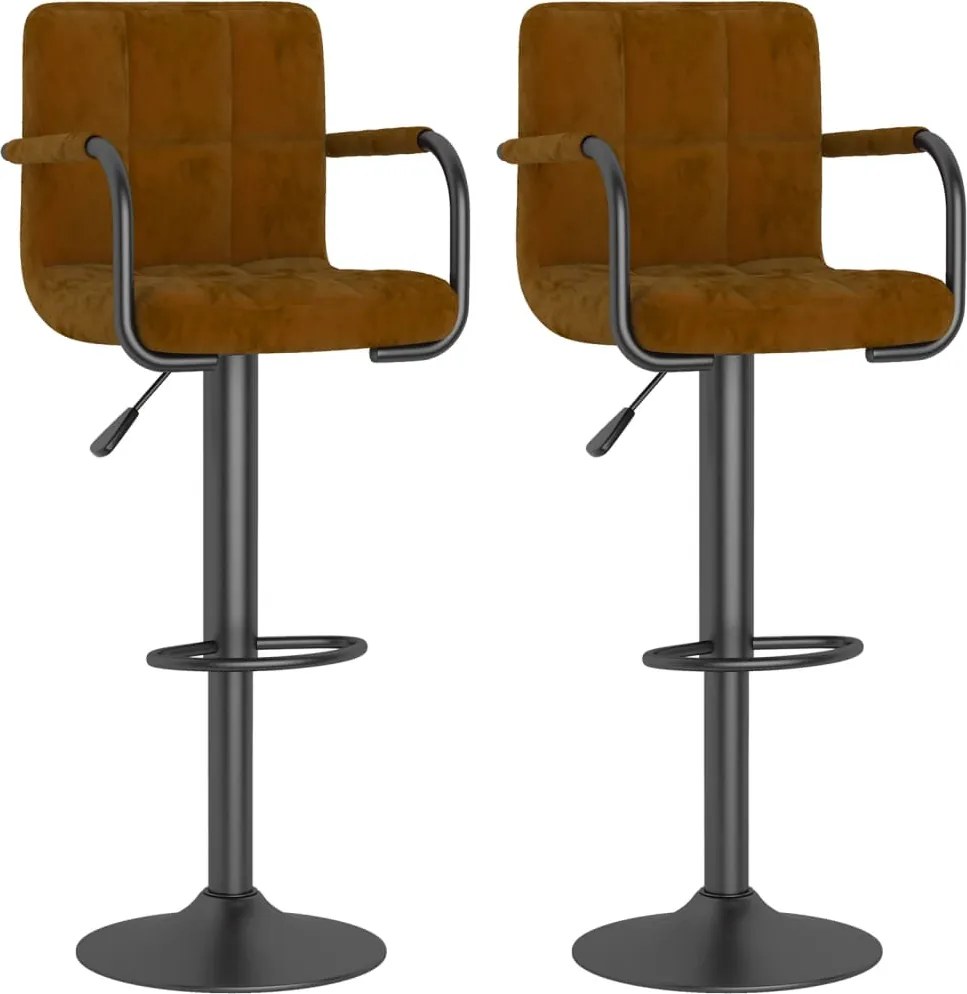 vidaXL Scaune de bar, 2 buc., maro, catifea