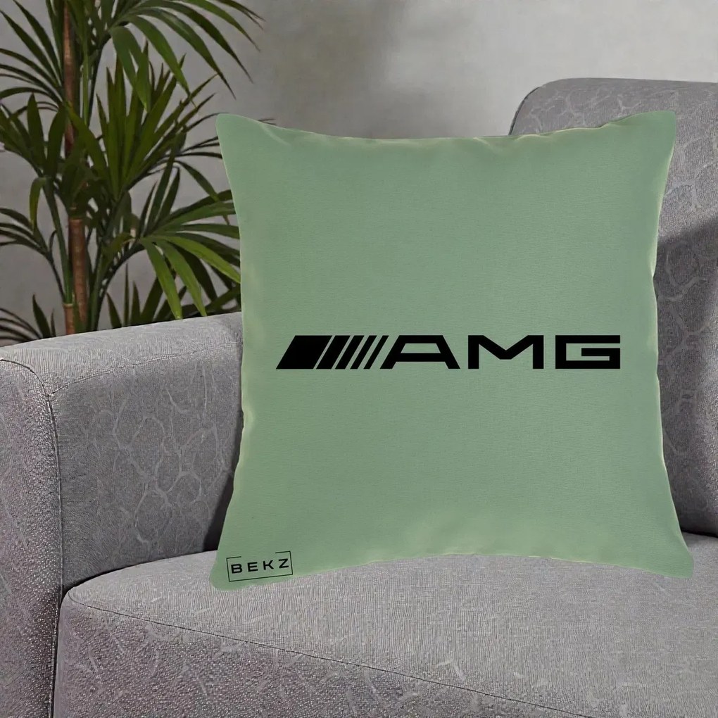 Perna Personalizata cu emblema Mercedes-AMG, 40x40 cm, Verde, Husa Detasabila, Perna Inclusa, BEKZ®
