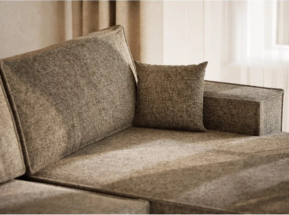 Colțar maro extensibil/cu spațiu de depozitare cu tapițerie din chenille (în formă de "U") Kyoto – Maison de Rêve