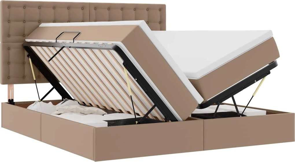 vidaXL Pat cu saltea și spațiu de depozitare Cappuccino 180 x 200 cm