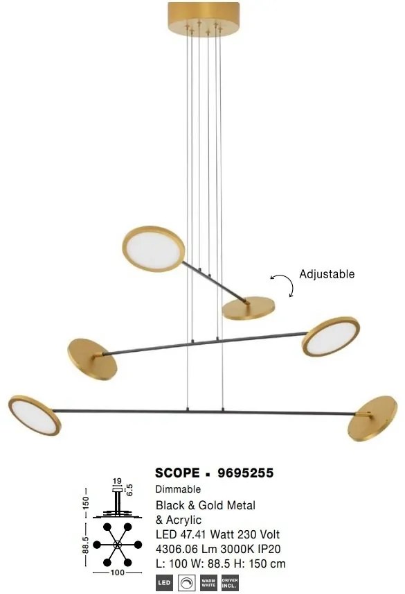 Lustra moderna dimabila cu 6 spoturi LED directionabile SCOPE